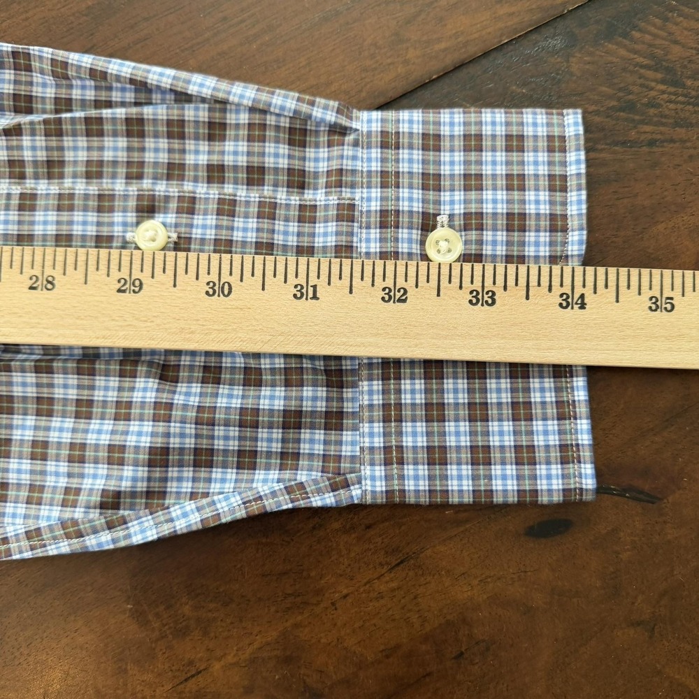 Polo Ralph Lauren Shirt Mens Large Brown Plaid Classic Fit Cotton Stretch Long - Picture 7 of 7